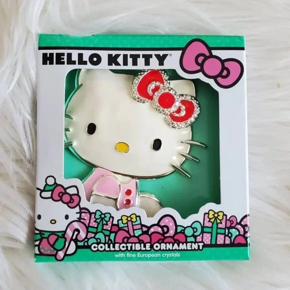 Hello Kitty Collectible Ornament Wearing Pink Dress & A Red Bow